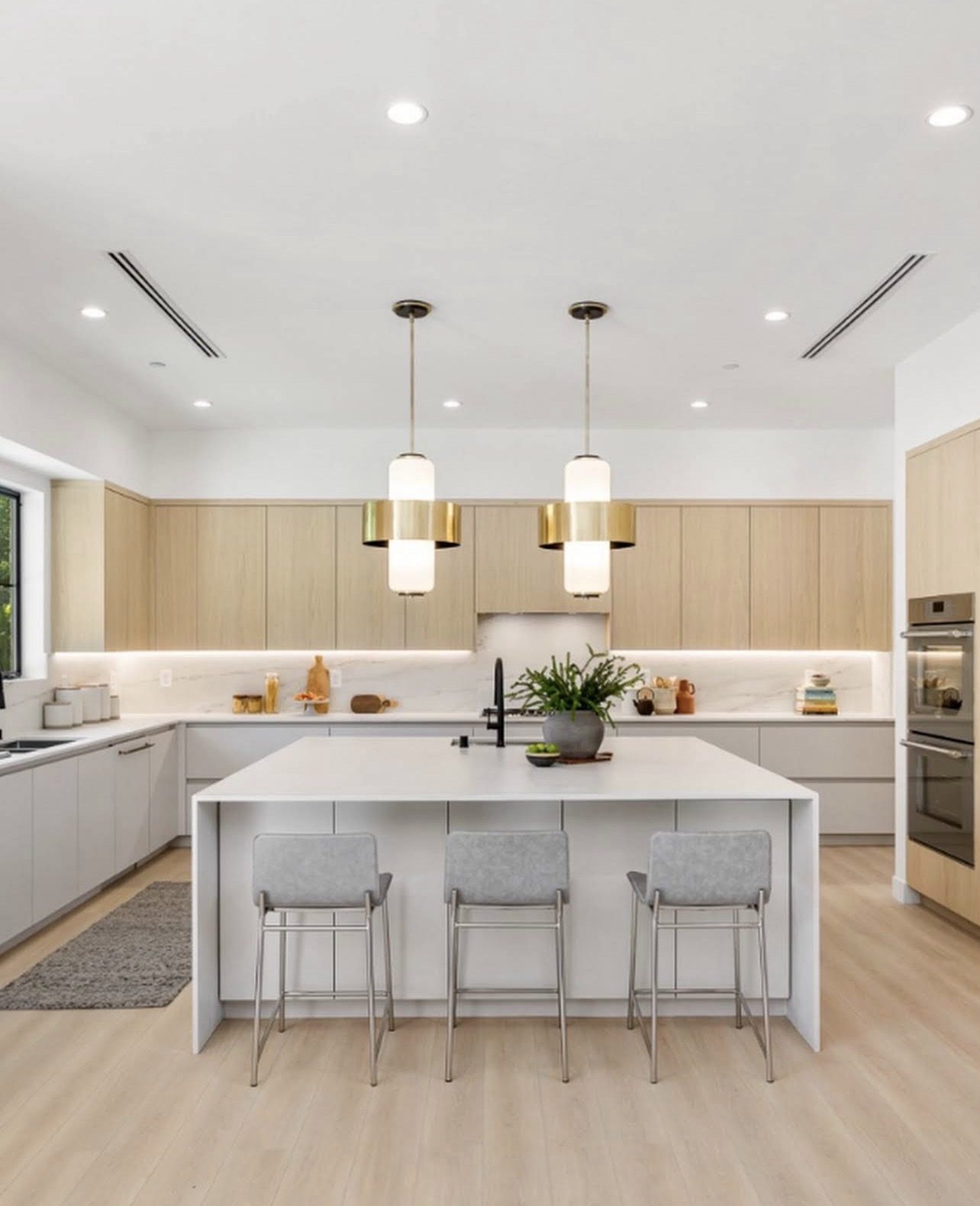 Modern kitchen remodel with custom island and pendant lighting, Burbank, CA